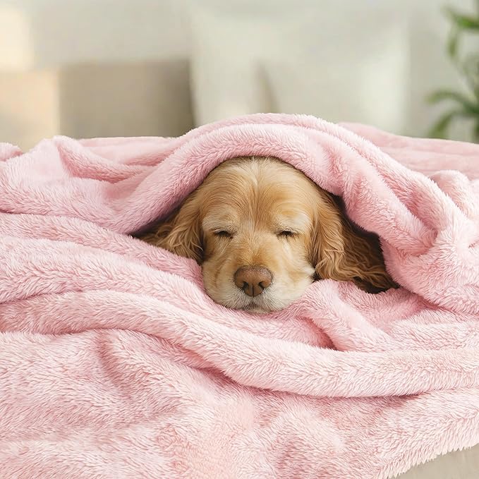 Exclusivo Mezcla Plush Fuzzy Fleece Bed Blanket Twin Size, Super Soft, Fluffy and Warm Blankets for Couch, Bed, All Season (Light Pink, 90x66 Inches)