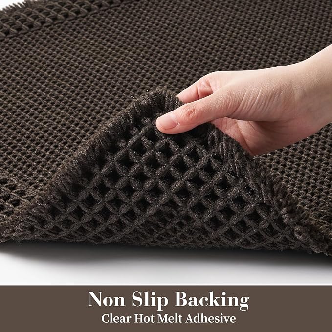 RESARE Waffle Bathroom Runner Rugs, Super Absorbent Bath Mat Non Slip Washable Quick Dry, Upgraded Ultra Soft Boho Bath Rugs with Tassels for Hallway Bedroom Laundry Room, 2'x4'(24"x48"), Chocolate