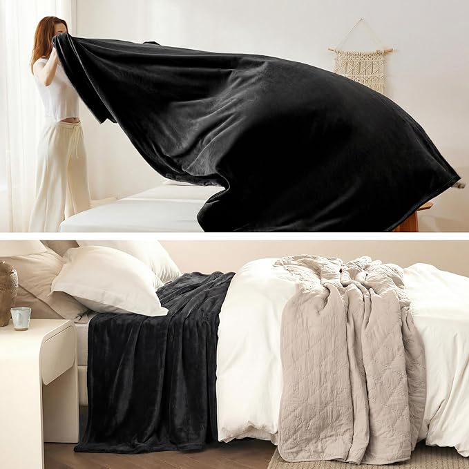 Bedsure GentleSoft Fleece Blanket California King Size Black - Lightweight Plush Fuzzy Cozy Soft Bed Blankets, 102x96 inches