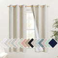 NICETOWN Natural Thick Linen Blend 100% Blackout Curtains with White Liners, Rustic Grommet Thermal Insulated Flax Textured Full Blackout Window Draperies for Bedroom (2 Panels, 42" W by 63" L)