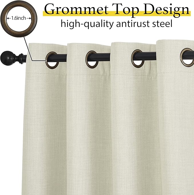 NICETOWN Natural Faux Linen Blackout Curtain Panels 24 inch Long, Thermal Insulated Light Blocking Window Coering Privacy Protect Energy Efficient for Small Windows Bedroom, 52 by 24 inch, 2 PCs
