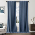 Guken 100% Blackout Curtains 102 Inch Length 2 Panels Set for Living Room Bedroom Back Tab Thermal Insulated Black Out Linen Drapes Room Darkening Window Curtains 102 Inches Long,Denim Blue