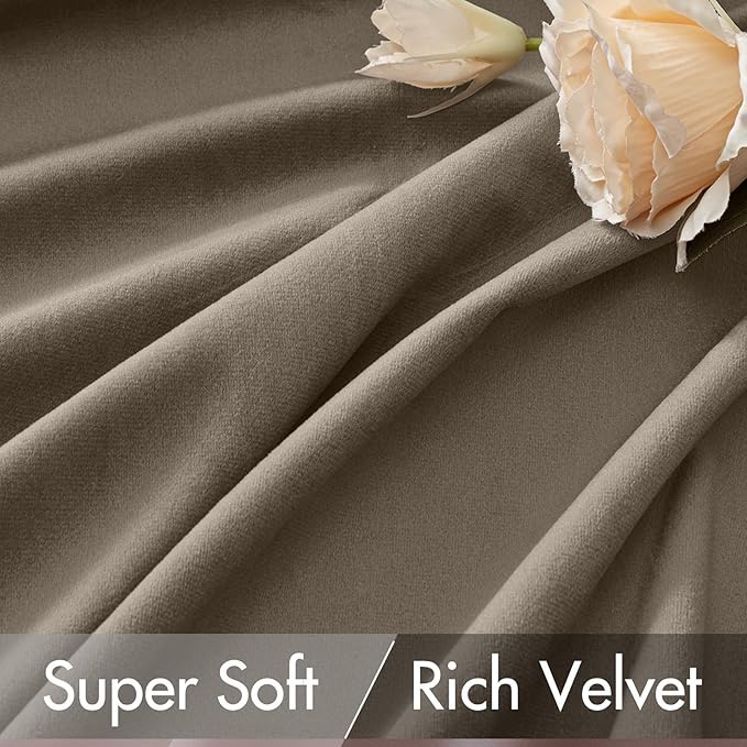 MIULEE Taupe Velvet Curtains 108 inches - Luxury Blackout Curtains for Bedroom Living Room Thermal Insulated Super Soft Window Drapes Rod Pocket & Back Tab, W52 x L108 inches, 2 Panels