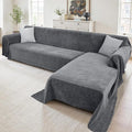 Sectional Couch Covers, 2 Pieces Washable L Shaped Couch Covers Sofa Blanket for Dogs Pet Friendly Sectional Sofa Slipcovers Furniture Covers,71"x 118"+ 71"x 118",(XX-Large,Dark Gray)