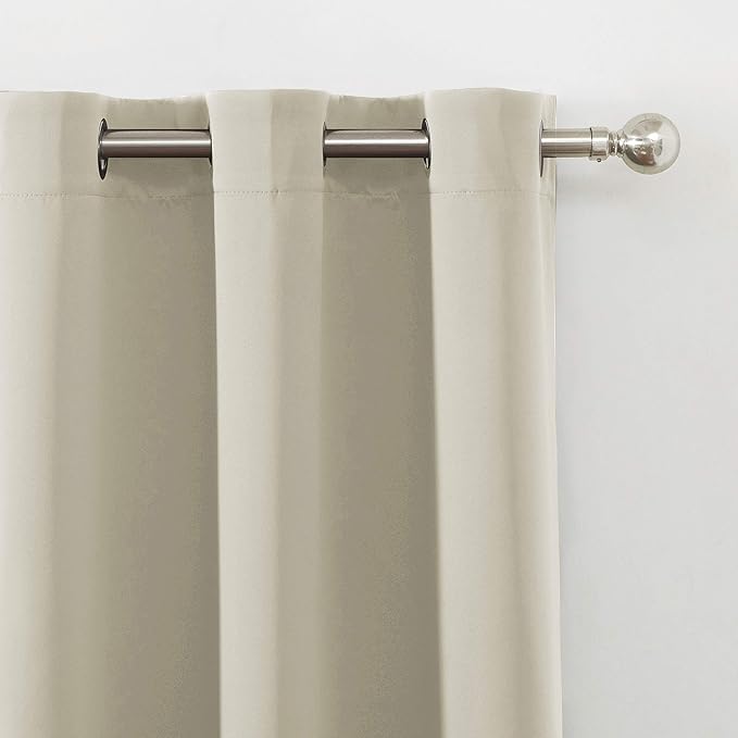 LEMOMO Light Beige Blackout Curtains 66 x 63 Inch Length/Set of 2 Curtain Panels/Thermal Insulated Room Darkening Blackout Curtains for Bedroom
