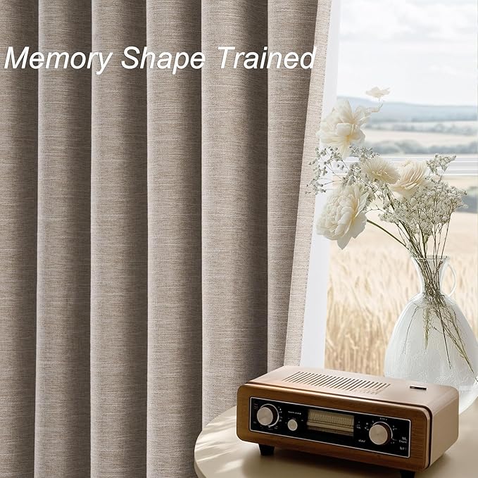 Topfinel 54 Inches Long Short Small Window Blackout Curtains Boho Farmhouse Linen Heat Blocking&Soundproof Room Darkening Curtains Back Tab Pleated with Hooks Fall Home Decor(52" Wx54 L 2 Panels)