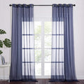 NICETOWN Dark Blue Sheer Curtains for Bedroom, Grommet Light Filtering Soft & Airy Elegant Window Treatment Lightweight for Living Room/Farmhouse, W54 x L90, 2 Panels