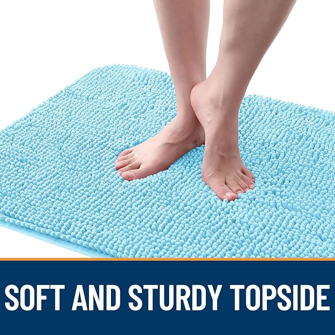 OLANLY Dog Door Mat for Muddy Paws 70x32, Absorbs Moisture and Dirt, Absorbent Non-Slip Washable Doormat, Quick Dry Chenille Mud Mat for Dogs, Entry Indoor Entryway Carpet for Inside Floor, Blue