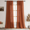 Terracotta Linen Curtains 102 Inches Long for Living Room 2 Panel Set Back Tab Rod Pocket Semi Sheer Curtains Light Filtering Burlap Extra Long Drapes Farmhouse Decor for High Window 40x102 Inch