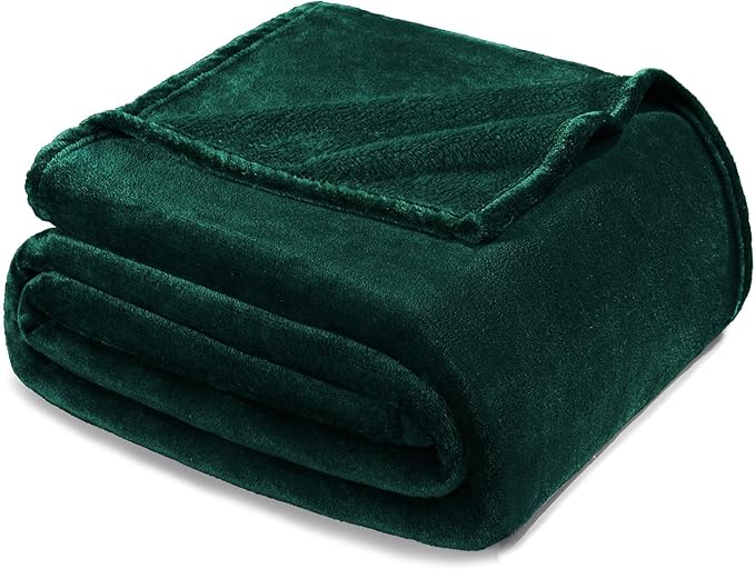 Exclusivo Mezcla Fleece Blanket Twin Size for Bed, Super Soft and Warm, All Season, Cozy, Plush, Lightweight, 90x66 Inches, Forest Green