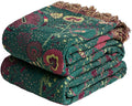 MSGKV Boho Throw Blanket for Couch and Sofa Cotton Blankets for Living Room Bedroom Reversable Florals Throw 60"x80" Spring Breathable Cozy Blankets