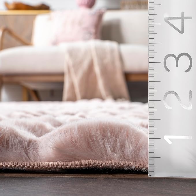 nuLOOM 7'6' x 9'6' Cozy Plush Area Rug, Machine Washable, Non-Slip, Soft Fluffy Shag Carpet for Living Room Bedroom Kids Room Nursery Home Decor, Jeni Blush