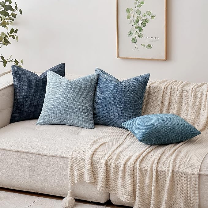 MIULEE Pack of 2 Couch Throw Pillow Covers 18x18 Inch Coastal Smoke Blue Modern Boho Accent Decorative Pillow Covers Soft Farmhouse Cushion Covers for Home Decor Bed Sofa Living Room