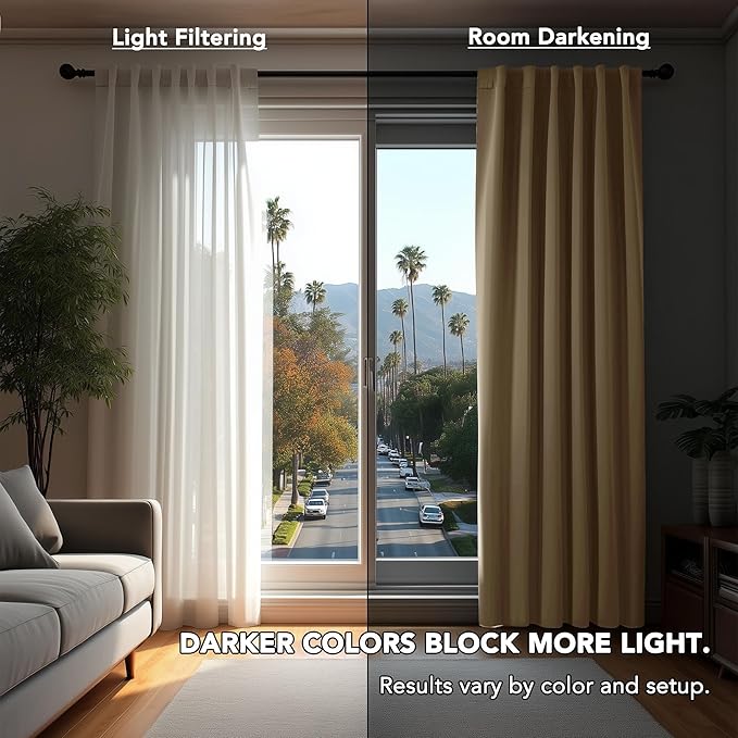 Deconovo Blackout Curtains, Thermal Insulated, W42 x L84 2 Panels, Back Tab, Machine Washable, Room-Darkening Drapes for Bedroom/Living Room Khaki