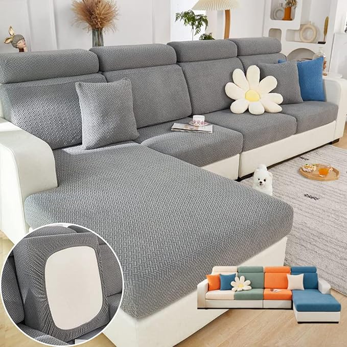 Soothing Home Sofa Covers, Sofa Hero Covers, Wear-Resistant Universal Couch Covers Washable Stretch Sectional Couch Cushion Covers (Grey,Large Single Seat Cover)