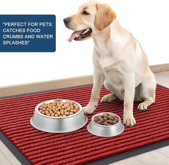 OLANLY Front Door Mat Indoor Outdoor Entrance, 2-Pack 29.5 x 17 Inch, Waterproof Heavy Duty Doormat, Fade Resistant, Low Profile, Easy Clean Patio Porch Welcome Floor Mats for Entry, Red