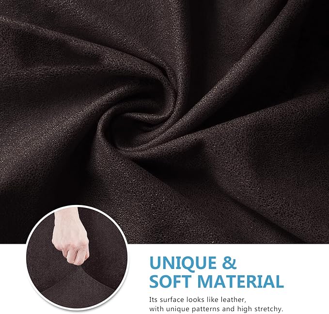 Leather Look Couch Cushion Covers Sofa Seat Slipcovers Sets Couches Furniture Protector for Sectional Armchair Loveseat Pets Kids Stretch Spandex Fabric (1 Cushion Armchair, Chocolate)