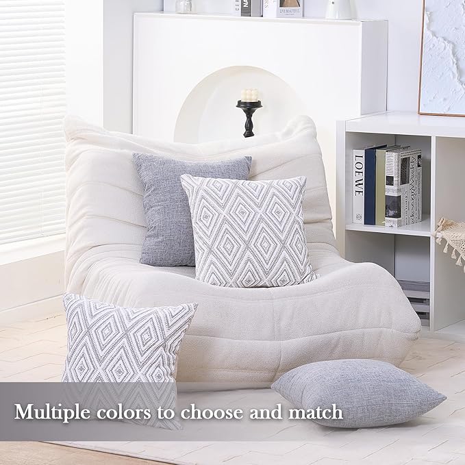 hpuk Decorative Pillow Covers Couch Pillow Covers Throw Pillow Covers for Couch, Sofa, Bed, 17x17 Inch Set of 4 Polyester Farmhouse Pillow Covers, Grey