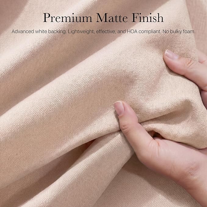 NICETOWN 100% Absolutely Blackout Linen Curtains for Bedroom Living Room, Blush Pink, 52" Wide, 2 Pieces, Privacy Vertical Thermal Insulated Window Drapes 84 inch Long for Infants and Young Children