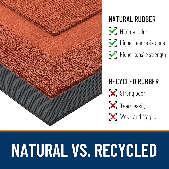 OLANLY Front Door Mat Indoor Outdoor Entrance, Waterproof All-Season, All-Weather Doormat, Sturdy Natural Rubber, Low Profile, Easy Clean Patio Porch Entryway Mat, 29.5x17, Vermillion Red