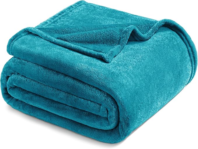 Exclusivo Mezcla Extra Large Fleece Throw Blanket for Couch, Sofa, 300GSM Super Soft and Warm Blankets, Teal Throw All Season Use, Cozy, Plush, Lightweight, 50x70 Inches