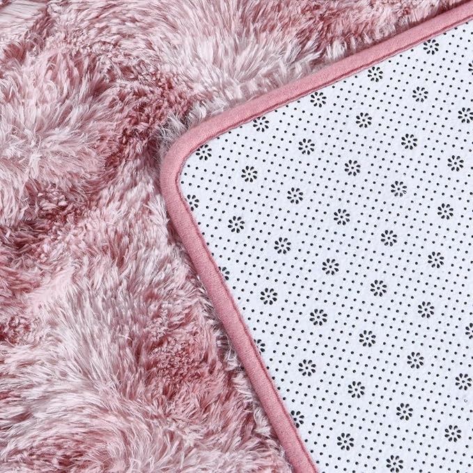 Deerhoo Large Shag Area Rugs 6 x 9, Tie-Dyed Plush Fuzzy Rugs for Living Room, Ultra Soft Fluffy Furry Rug for Bedroom, Indoor Carpet Nursery Rugs for Kids Room Home Decor, Pink Purple