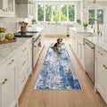 Washable Area Rugs 2x7 Non-Slip Modern Abstract Soft for Living Room Entryway Bedroom Nursery, Print Pattern, Grey Blue Gold/Golden