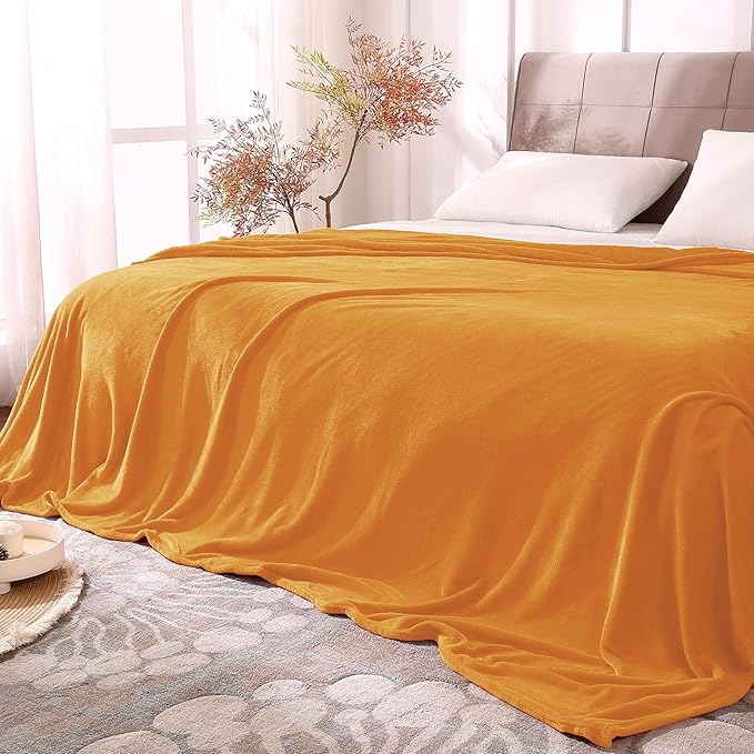 BEDELITE Fleece Blanket King Size Blankets for Bed, Luxury Plush Cozy Fuzzy Blanket 108x90 inches, Super Soft Warm Lightweight Throw Blanket All Seasons Suitable, Burnt Orange