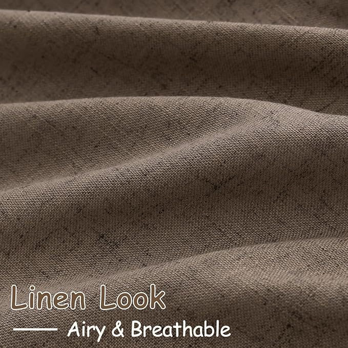 Extra Long Light Brown Curtains 2 Panels 102 Inches Long for Living Room Back Tab Rod Pocket Light Filtering Semi Sheer Drapes Cotton Linen Textured Window Curtain 102 Inch Length for Bedroom 9 FT