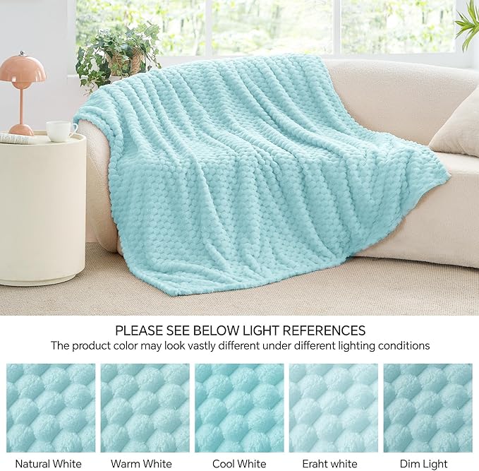 BEDELITE Fleece Blanket - 3D Jacquard Decorative Cloud Blue Throw Blankets for Couch & Bed, Soft and Cozy Warm Plush Fluffy Blanket All Seasons Suitable, 50x60Inches