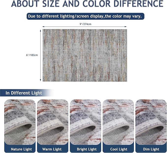 6x9 Area Rugs for Living Room, Non-Slip Modern Abstract Soft Large Washable Rug, Ultra-Thin Indoor Floor Rugs for Bedroom Dining Room,Home Office Decor