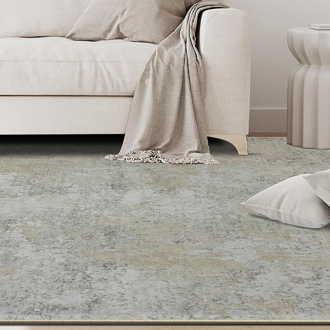 5x7 Area Rugs for Living Room Rug Washable: Abstract Rug for Dining Room Bedroom Carpet Non Slip 5 by 7 Indoor Modern Nursery Home Office Beige Grey