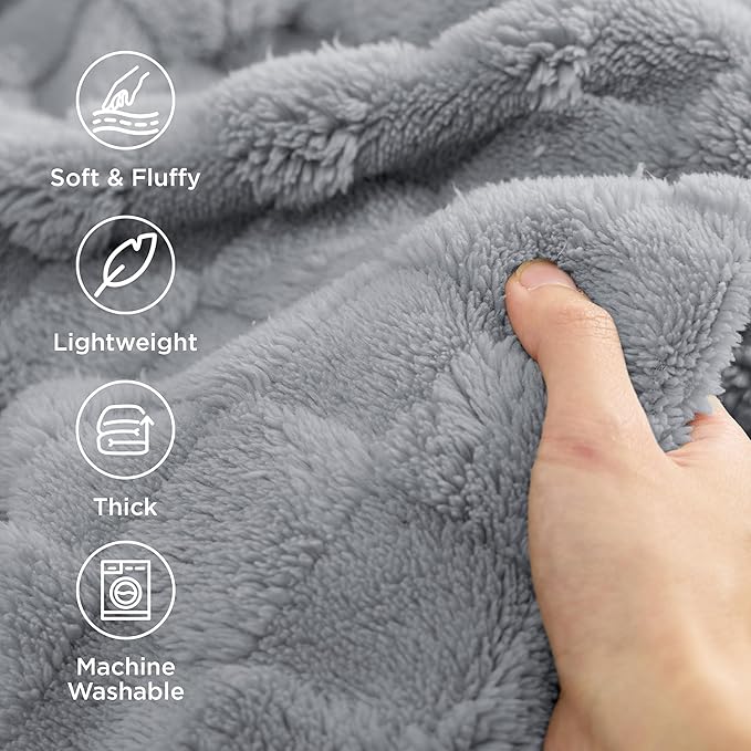 Bedsure GentleSoft Silver Grey Throw Blanket for Couch - Super Soft Cozy Blankets Gifts for Kids Girls, Cute Small Fleece Throws for Bedroom Home Decor, 50x70 Inches