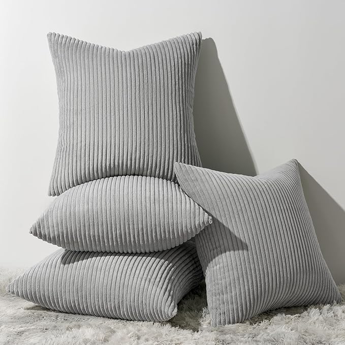 Topfinel Decorative Grey Throw Pillow Covers Cushion Cases, Set of 4 Soft Velvet Modern Double-Sided Designs, Mix and Match for Home Decor, Pillow Inserts Not Included (20x20 inch)