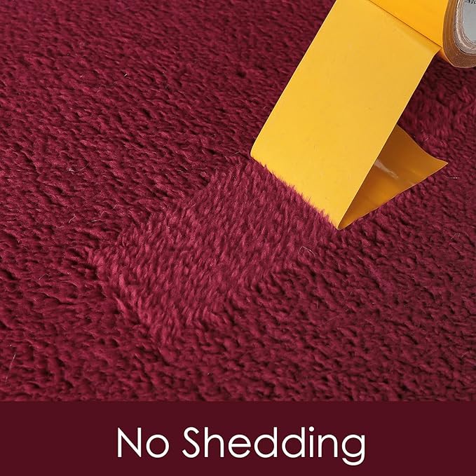 AROGAN Modern Shag Area Rug for Living Room, 5x7 Feet Washable Indoor Floor Carpet, Plush Memory Foam Bedside Rugs for Kids Girls Teens, Low Pile Decor, Wine Red