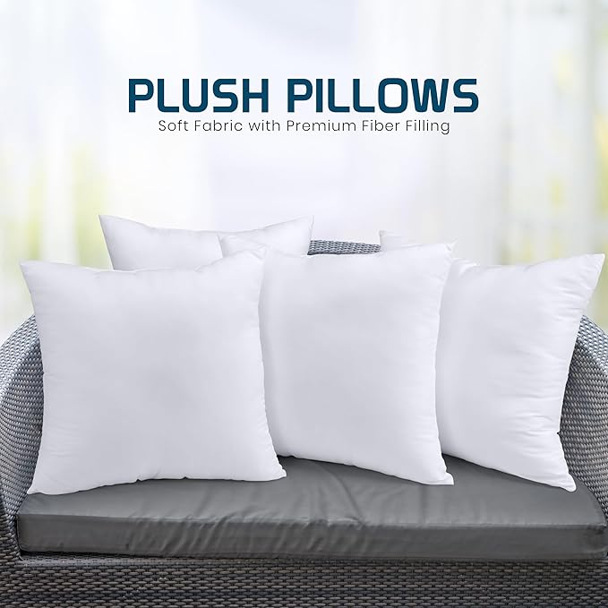Utopia Bedding Throw Pillows (Set of 4, White) – 24 x 24 Inches Down Alternative Pillows for Bed, Sofa, and Couch - Fluffy Decorative Stuffer Pillow for Indoors & Outdoors