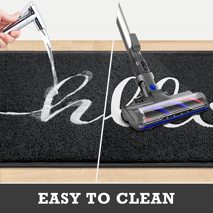 CozyBounty Door Mat Hello Mats Outdoor Indoor Non-Slip Doormat for Entryway Low-Profile Floor Mat for Yard, Garage, High Traffic Areas (36"x24", Black)
