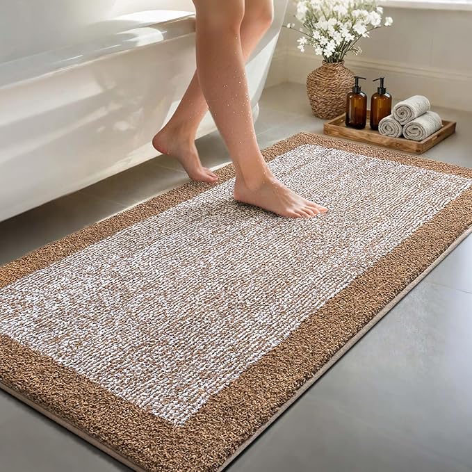 70x24 Long Bathroom Rugs Washable Non Slip, Coffee Bath Mat for Bathroom Floor Tub, Soft Absorbent Quick Dry Mats for Shower, Bathtub,Home Decor