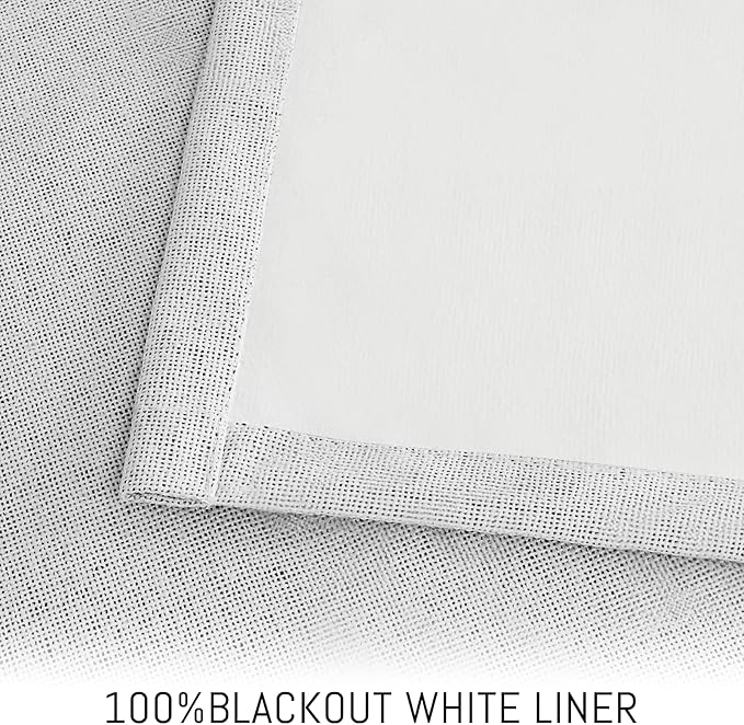 Yakamok White Curtains 100% Blackout 84 Inches Long,Room Darkening Textured Curtains for Living Room Thermal Grommet Bedroom Curtain 2 Panels with Greyish White Liner