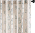 jinchan Linen Floral Curtains for Living Room 84 Inch Length Blue Flower Cottage Core Farmhouse Curtains Rod Pocket Back Tab Boho Semi Sheer Window Drapes Bedroom Set 2 Panels Blue on Beige