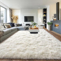 Pionblank 9x12 Area Rug, Large Area Rug for Living Room, Shag Rug for Bedroom, Soft Furry Non Slip Carpet for Kids Room Nursery Teens Dorm Home Decor, Cream White