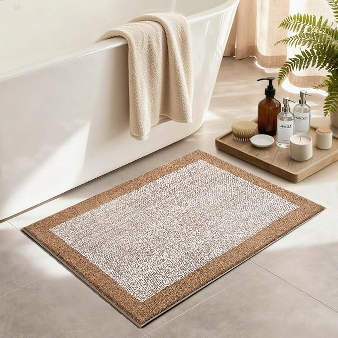 Bathroom Rugs 30x20 Non Slip Washable, Coffee Bath Mat for Bathroom Floor Tub, Soft Absorbent Quick Dry Mats for Shower, Bathtub,Home Decor