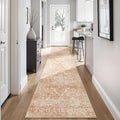 2'6"x12' Washable Hallway Runner Rug - Non Slip Kitchen Runner Rugs with Rubber Backing Vintage Low-Pile Carpet Runners for Entryway Dining Room Laundry Room Home Decor (Brick)