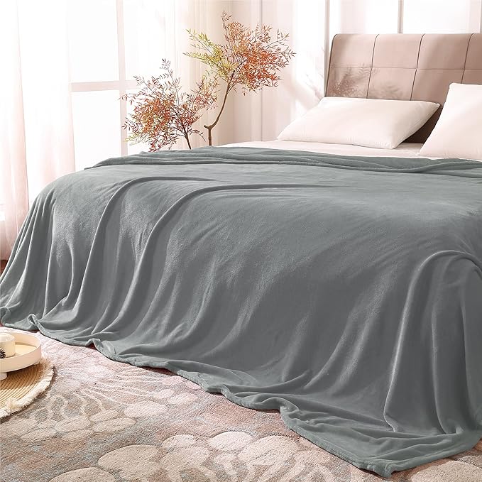 BEDELITE Fleece Blankets King Size for Bed, Luxury Plush Cozy Fuzzy Blanket 108x90 inches, Super Soft Warm Lightweight Throw Blanket All Seasons Suitable, Grey