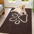 Smiry Dog Door Mat for Muddy Paws, Absorbent Dirt Trapper Non Slip Quick Dry Washable Chenille Mat for Mud Dogs, Entry Rug for Indoor and Outdoor (44x32 Inches, Brown and White)