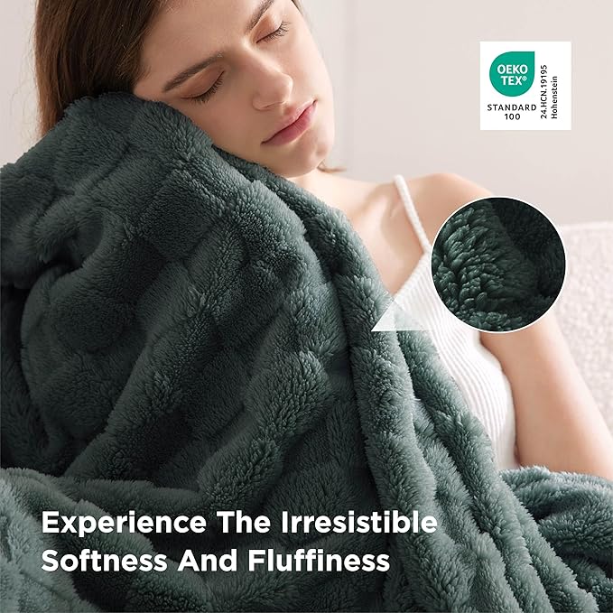 Bedsure GentleSoft King Size Spring Blanket for Bed - Super Soft Cozy Blankets for Kids Girls, Large Fuzzy Fleece Throw for Bedroom Decor, Dark Green,108x90 Inches