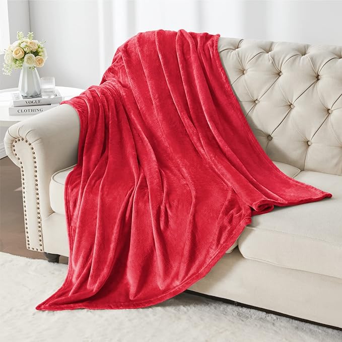 BEDELITE Fleece Blanket Red Throw Blanket for Couch & Bed, Luxury Plush Cozy Fuzzy Blanket 50" x 60", Super Soft Warm Lightweight Throw Blanket for Travel Camping