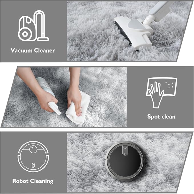 Tie-Dyed Fluffy Round Rug,Soft Area Rugs for Girls Room,Shaggy Rugs 3'X3' for Living Room,Non Slip Circle Rug for Kids Bedroom,Shag Plush Nursery Rug,Plush Carpet for Dorm,Furry Room Decor,Light Grey