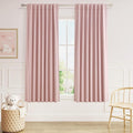 Guken 100% Blackout Linen Curtains 63 Inch 2 Panels Set for Girl's Bedroom, Living Room, Nursery, Back Tab Thermal Insulated Black Out Drapes Room Darkening, Pink