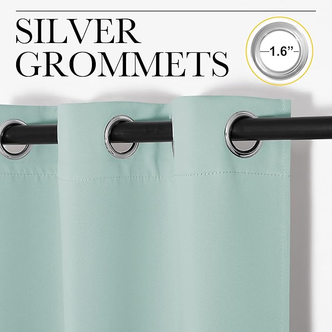 NICETOWN Patio Glass Door Panels - Blackout Curtains for Bedroom/Living Room, Privacy Panel Drapes for Dining and Guest Room (Aqua, 42 inches Wide x 95 inches Long, 1 Pair)